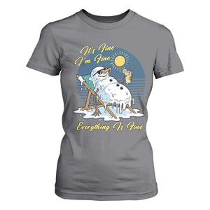 Melting Snowman Christmas In July T Shirt For Women It Is Fine Everything Is Fine TS12 Charcoal Print Your Wear
