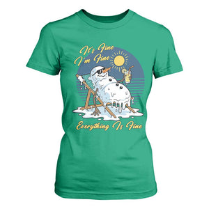 Melting Snowman Christmas In July T Shirt For Women It Is Fine Everything Is Fine TS12 Irish Green Print Your Wear