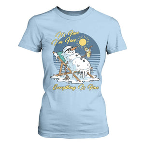 Melting Snowman Christmas In July T Shirt For Women It Is Fine Everything Is Fine TS12 Light Blue Print Your Wear