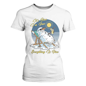 Melting Snowman Christmas In July T Shirt For Women It Is Fine Everything Is Fine TS12 White Print Your Wear