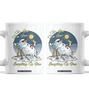 Melting Snowman Christmas In July Coffee Mug It Is Fine Everything Is Fine TS12 White Print Your Wear