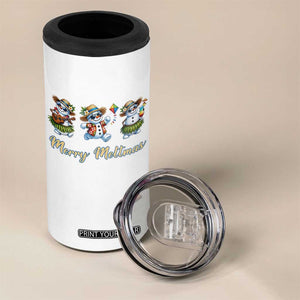 Funny Hawaiian Snowman Summer Graphic 4 in 1 Can Cooler Tumbler Merry Meltmas TS12 Print Your Wear