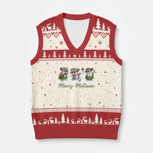 Funny Hawaiian Snowman Summer Graphic V-Neck Knit Sweater Vest Merry Meltmas TS12 Beige Red Print Your Wear
