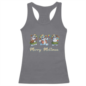 Funny Hawaiian Snowman Summer Graphic Racerback Tank Top Merry Meltmas TS12 Charcoal Print Your Wear
