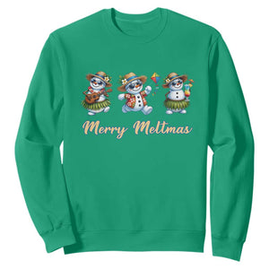 Funny Hawaiian Snowman Summer Graphic Sweatshirt Merry Meltmas TS12 Irish Green Print Your Wear