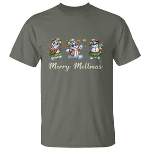 Funny Hawaiian Snowman Summer Graphic T Shirt Merry Meltmas TS12 Military Green Print Your Wear