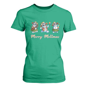 Funny Hawaiian Snowman Summer Graphic T Shirt For Women Merry Meltmas TS12 Irish Green Print Your Wear
