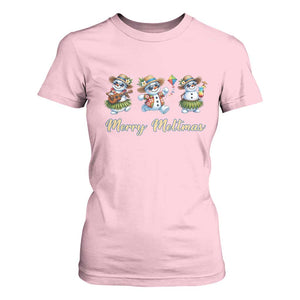 Funny Hawaiian Snowman Summer Graphic T Shirt For Women Merry Meltmas TS12 Light Pink Print Your Wear