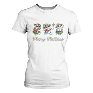 Funny Hawaiian Snowman Summer Graphic T Shirt For Women Merry Meltmas TS12 White Print Your Wear