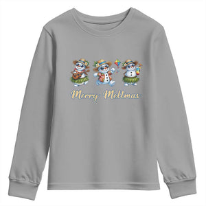 Funny Hawaiian Snowman Summer Graphic Youth Sweatshirt Merry Meltmas TS12 Sport Gray Print Your Wear