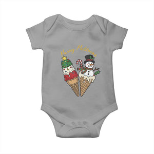 Christmas In July Ice Cream Snowman Graphic Baby Onesie Merry Meltmas TS12 Sport Gray Print Your Wear