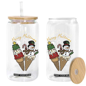 Christmas In July Ice Cream Snowman Graphic Glass Can Merry Meltmas TS12 Print Your Wear