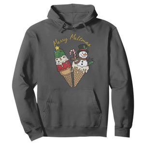 Christmas In July Ice Cream Snowman Graphic Hoodie Merry Meltmas TS12 Dark Heather Print Your Wear