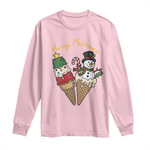 Christmas In July Ice Cream Snowman Graphic Long Sleeve Shirt Merry Meltmas TS12 Light Pink Print Your Wear