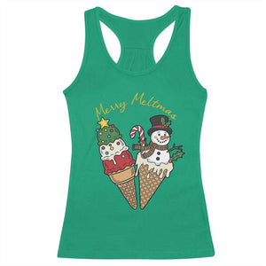 Christmas In July Ice Cream Snowman Graphic Racerback Tank Top Merry Meltmas TS12 Irish Green Print Your Wear