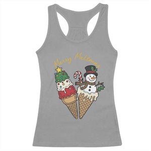 Christmas In July Ice Cream Snowman Graphic Racerback Tank Top Merry Meltmas TS12 Sport Gray Print Your Wear