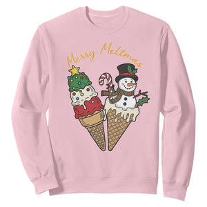 Christmas In July Ice Cream Snowman Graphic Sweatshirt Merry Meltmas TS12 Light Pink Print Your Wear