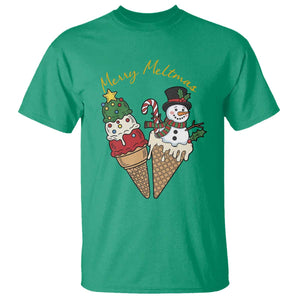 Christmas In July Ice Cream Snowman Graphic T Shirt Merry Meltmas TS12 Irish Green Print Your Wear