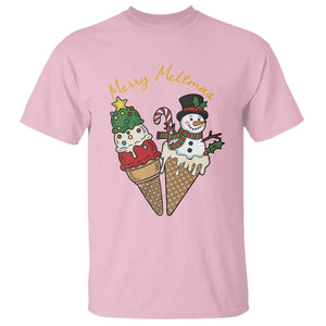 Christmas In July Ice Cream Snowman Graphic T Shirt Merry Meltmas TS12 Light Pink Print Your Wear
