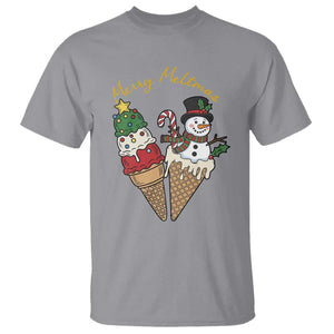 Christmas In July Ice Cream Snowman Graphic T Shirt Merry Meltmas TS12 Sport Gray Print Your Wear