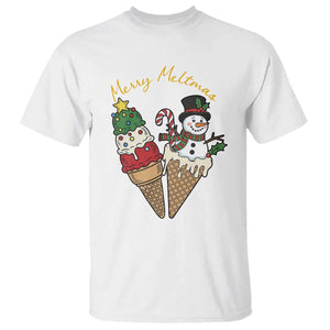 Christmas In July Ice Cream Snowman Graphic T Shirt Merry Meltmas TS12 White Print Your Wear