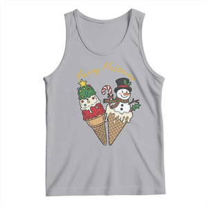 Christmas In July Ice Cream Snowman Graphic Tank Top Merry Meltmas TS12 Athletic Heather Print Your Wear