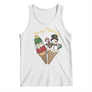 Christmas In July Ice Cream Snowman Graphic Tank Top Merry Meltmas TS12 White Print Your Wear