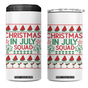 Christmas In July Squad 4 in 1 Can Cooler Tumbler Tropical Beach Party Graphic