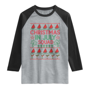 Christmas In July Squad Raglan Shirt Tropical Beach Party Graphic