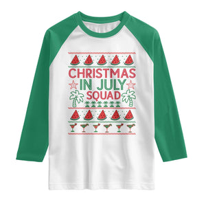 Christmas In July Squad Raglan Shirt Tropical Beach Party Graphic