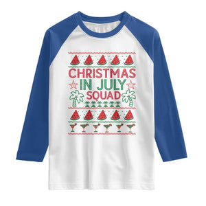 Christmas In July Squad Raglan Shirt Tropical Beach Party Graphic