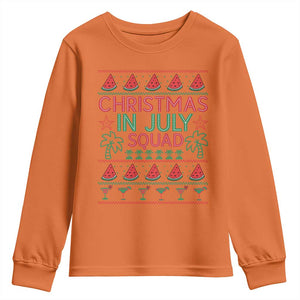 Christmas In July Squad Youth Sweatshirt Tropical Beach Party Graphic