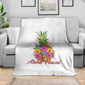 Tropical Floral Pineapple Aloha Hawaii Throw Blanket Hawaiian Island Vacation Graphic TS12 Print Your Wear