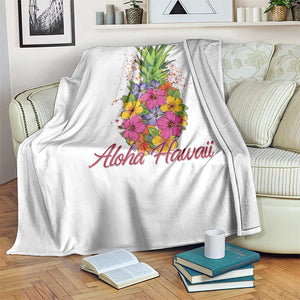 Tropical Floral Pineapple Aloha Hawaii Throw Blanket Hawaiian Island Vacation Graphic TS12 Print Your Wear