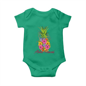 Tropical Floral Pineapple Aloha Hawaii Baby Onesie Hawaiian Island Vacation Graphic TS12 Irish Green Print Your Wear