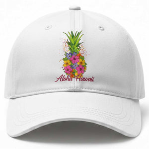 Tropical Floral Pineapple Aloha Hawaii Baseball Cap Hawaiian Island Vacation Graphic TS12 Print Your Wear