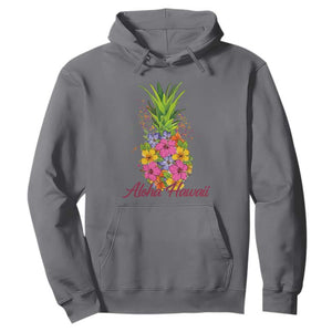 Tropical Floral Pineapple Aloha Hawaii Hoodie Hawaiian Island Vacation Graphic