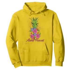 Tropical Floral Pineapple Aloha Hawaii Hoodie Hawaiian Island Vacation Graphic