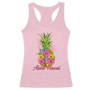 Tropical Floral Pineapple Aloha Hawaii Racerback Tank Top Hawaiian Island Vacation Graphic TS12 Light Pink Print Your Wear