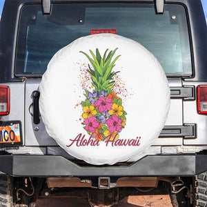 Tropical Floral Pineapple Aloha Hawaii Spare Tire Cover Hawaiian Island Vacation Graphic TS12 No hole White Print Your Wear