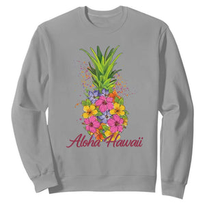Tropical Floral Pineapple Aloha Hawaii Sweatshirt Hawaiian Island Vacation Graphic TS12 Sport Gray Print Your Wear
