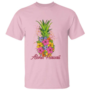 Tropical Floral Pineapple Aloha Hawaii T Shirt Hawaiian Island Vacation Graphic TS12 Light Pink Print Your Wear