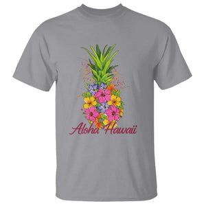 Tropical Floral Pineapple Aloha Hawaii T Shirt Hawaiian Island Vacation Graphic TS12 Sport Gray Print Your Wear