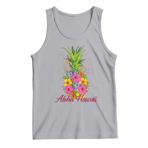 Tropical Floral Pineapple Aloha Hawaii Tank Top Hawaiian Island Vacation Graphic TS12 Athletic Heather Print Your Wear