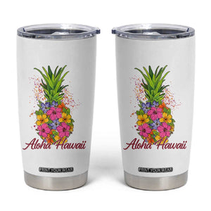 Tropical Floral Pineapple Aloha Hawaii Tumbler Cup Hawaiian Island Vacation Graphic