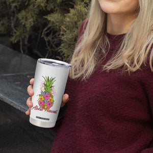 Tropical Floral Pineapple Aloha Hawaii Tumbler Cup Hawaiian Island Vacation Graphic