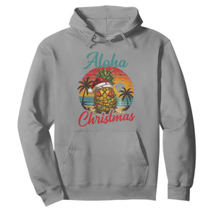 Aloha Tropical Pineapple Christmas Hoodie Vintage Beach Xmas Gift TS12 Sport Gray Print Your Wear