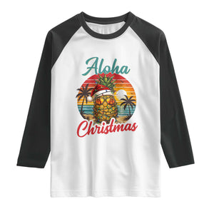 Aloha Tropical Pineapple Christmas Raglan Shirt Vintage Beach Xmas Gift TS12 White Black Print Your Wear