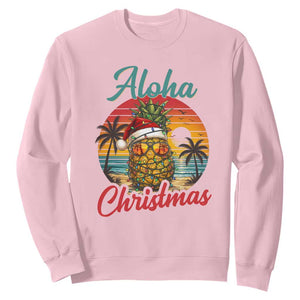 Aloha Tropical Pineapple Christmas Sweatshirt Vintage Beach Xmas Gift TS12 Light Pink Print Your Wear
