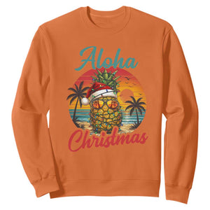 Aloha Tropical Pineapple Christmas Sweatshirt Vintage Beach Xmas Gift TS12 Orange Print Your Wear